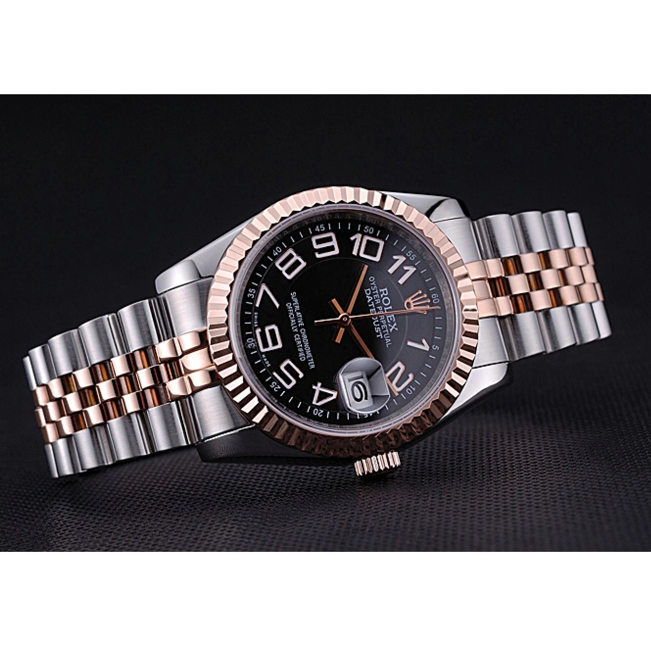 AAA Replica Watches Rolex Bracelet Stainless 622545 Dial Gold Black DateJust Steel and 0823